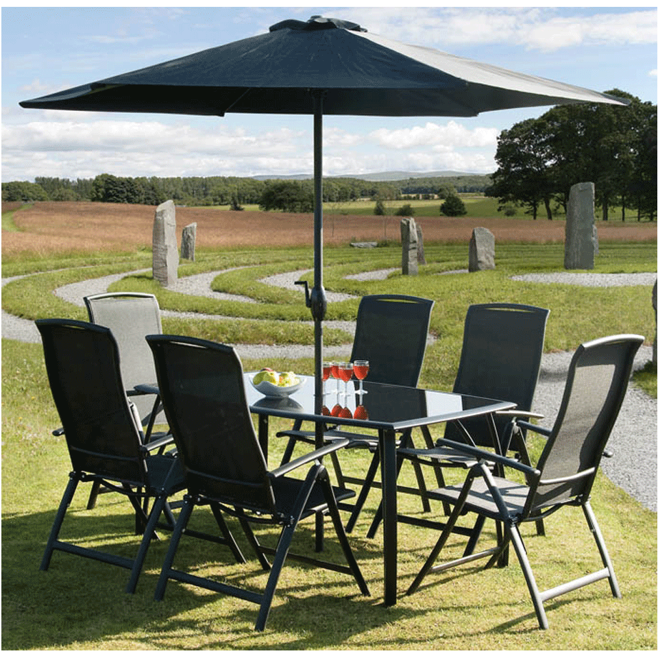 Havana Black 1.6m 6 Seat Rectangular Dining Set