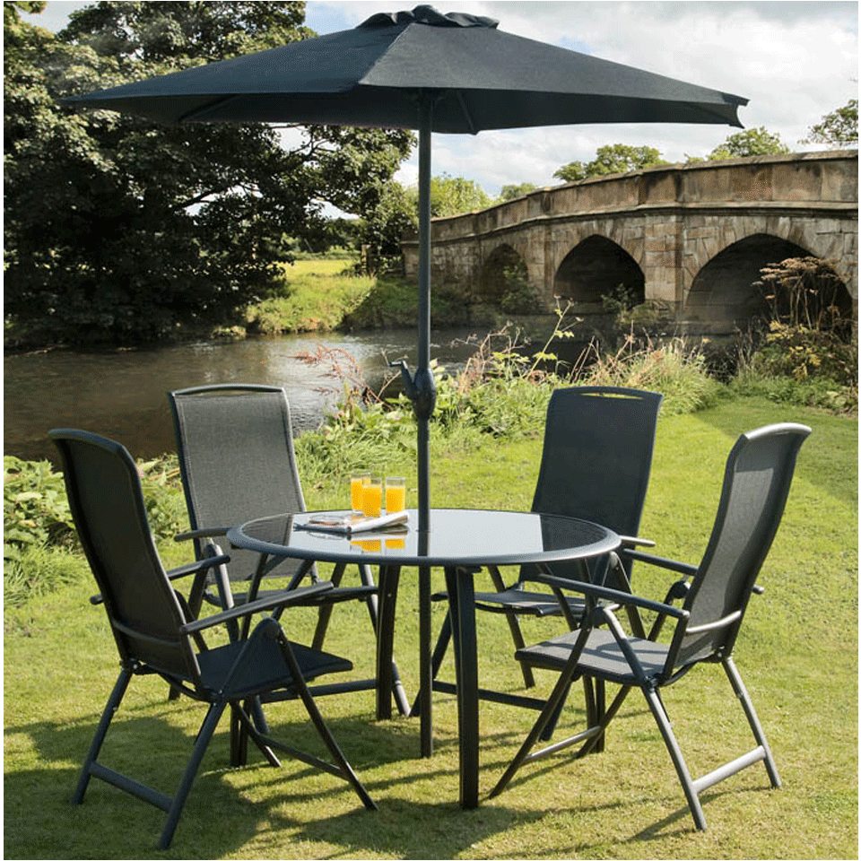 Havana Black 4 Seat 1.2m Outdoor Round Dining Set