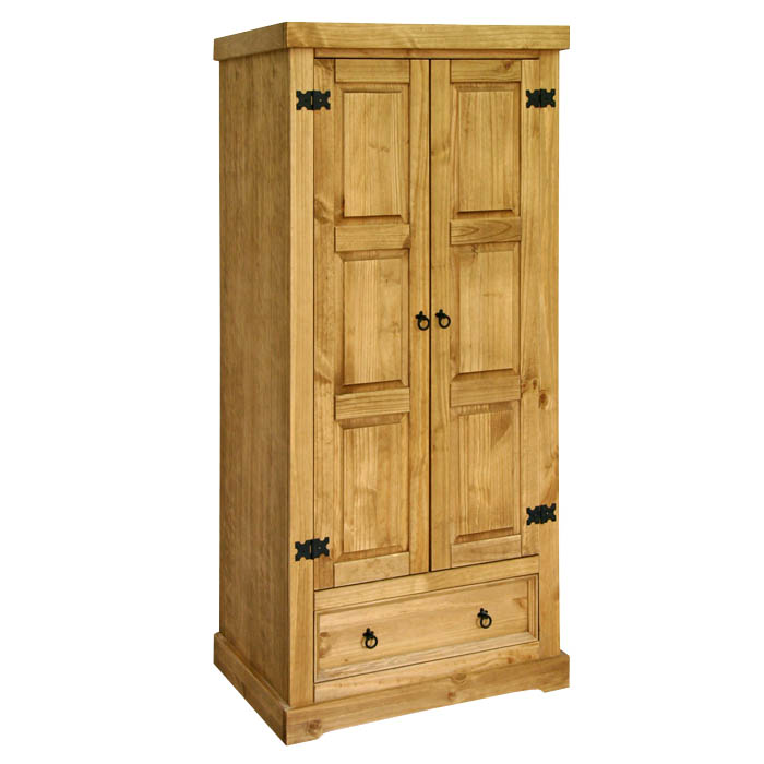 Santa Fe 2 Door 1 Drawer Pine Wardrobe