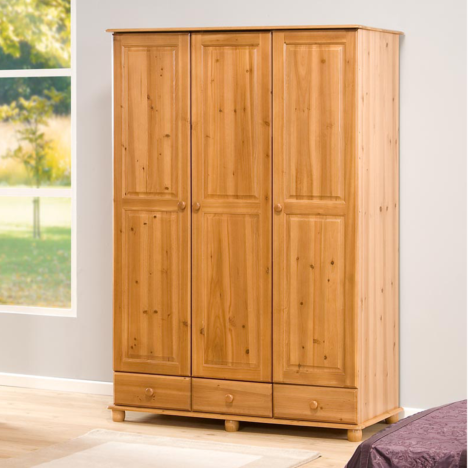 Skagen 3 Door & 3 Drawer Antique Pine Wardrobe