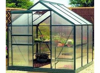 Gardman Summer Garden Buildings 6X6 Greenhouse 02 - Free Base, Green Aluminium, Polycarbonate