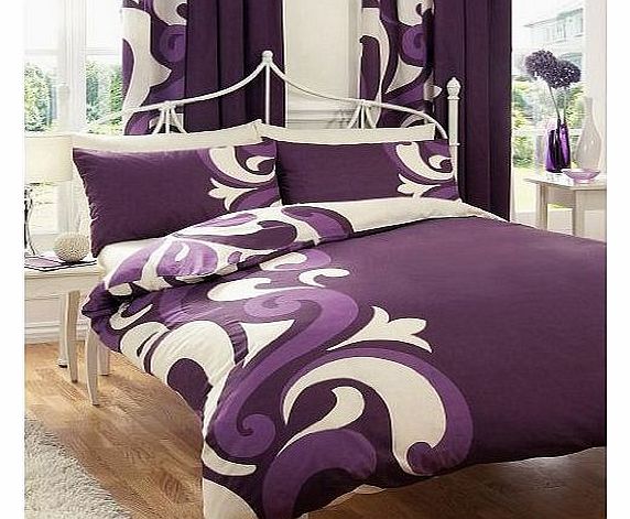 PRINTED DOUBLE BED DUVET DOONA QUILT COVER BEDDING SET PILLOWCASE GRANDEUR BERRY