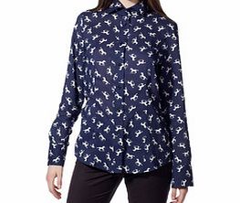 Blue horse print shirt