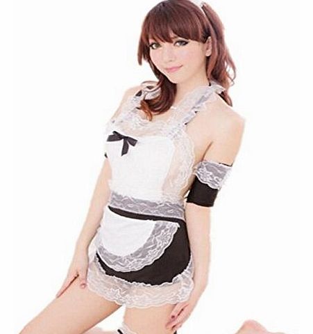 Hot Women Ladies Sexy Maid Lingerie Lace Cosplay Dress Black White Charming Nightwear Uniform