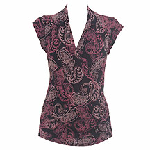 Black paisley print jersey top