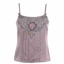 Lilac pintuck applique camisole