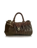 Dark Brown Crocodile Satchel Bag