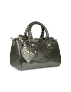 Gray Patent Leather Evening Mini Handbag