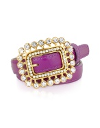 Swarovski Crystal Buckle Violet Patent Leather Belt