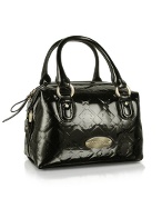 Lauro - Black Logo Patent Leather Handbag