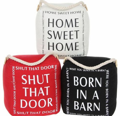 Design Door Stop In Black - With The Words ``Born In a Barn``