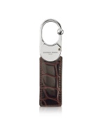 Dark Brown Snap-hook Croc Leather Key Fob