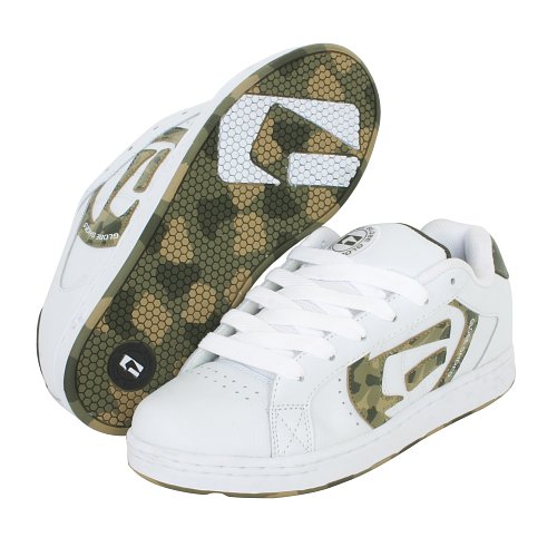 Mens GLOBE Focus Graphic Skate Shoe White/Olive Camo