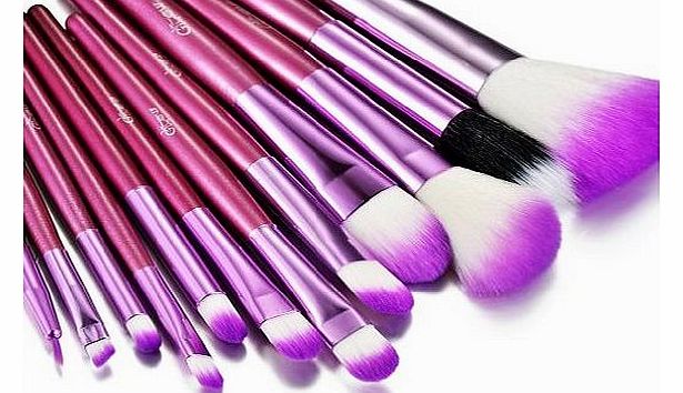 Glow 12 Piece Crocodile Leather Design Professional Makeup Brushes in Purple Case