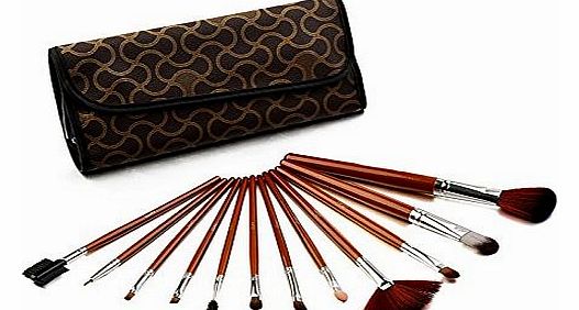 Professional 12-Piece Makeup Brush Set, Brown Abstract