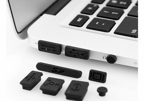 (TM) 9-pieces Black Anti-dust Silicon Plug Cover Set for Macbook Pro/regular/air 11 13 15 Aluminum Unibody Case