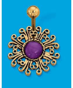 Coloured Base Metal Jewelled Sun Body Bar