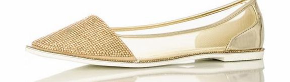 Gold Diamante Rim Mesh Pumps