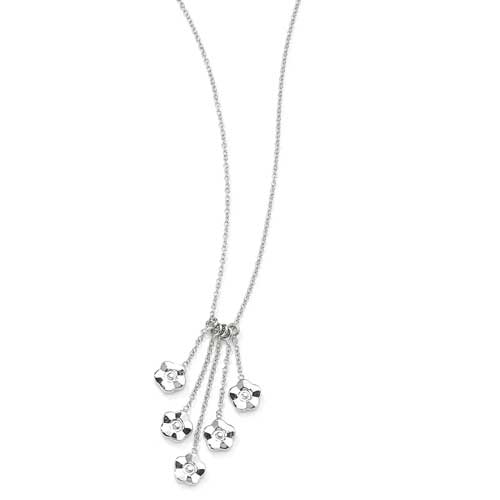 16 Inch Drop Petal Motif Necklet In 9 Carat White Gold