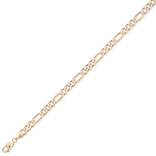 7.25 inch 3   1 Figaro Bracelet In 9 Carat Yellow Gold