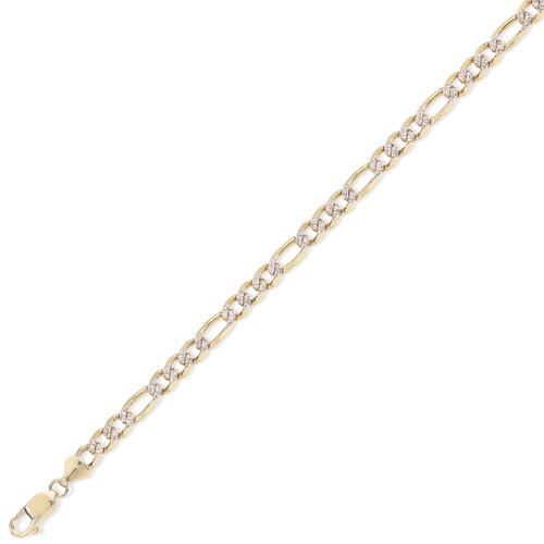 7.25 inch Fancy 3   1 Figaro Bracelet In 9 Carat Yellow Gold