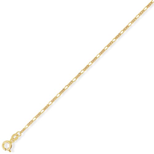 7.25 inch Premium 3   1 Figaro Bracelet In 9 Carat Yellow Gold