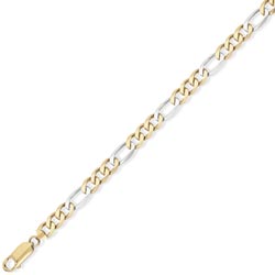 8.25 inch Fancy 3   1 Figaro Bracelet In 9 Carat Yellow Gold