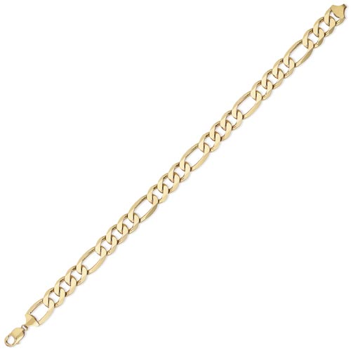 8.5 inch Gents 3   1 Figaro Bracelet In 9 Carat Yellow Gold