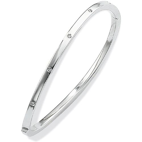 Wave Diamond Bangle In 18 Carat White Gold