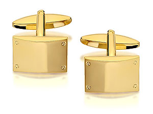 Plated Rectangular Screw Head Cufflinks -