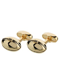 Gold Plated Rugby Ball Cufflinks PSN183-FB-GP