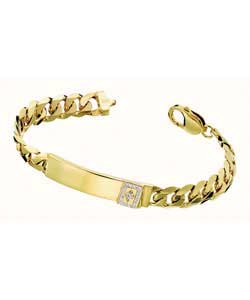 Gold Plated Silver Gents Cubic Zirconia Poker Bracelet