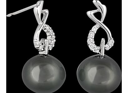 18ct Gold 10-11mm Tahitian Pearl & Diamond Drop