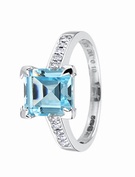 9ct Gold Blue Topaz Asher Cut Ring