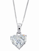 9ct white gold cubic zirconia heart pendant