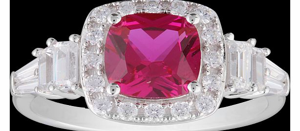 Cushion Cut Fuchsia Cubic Zirconia Ring in