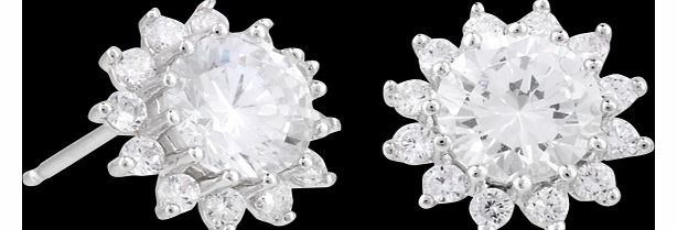 Silver Cubic Zirconia Flower Earrings