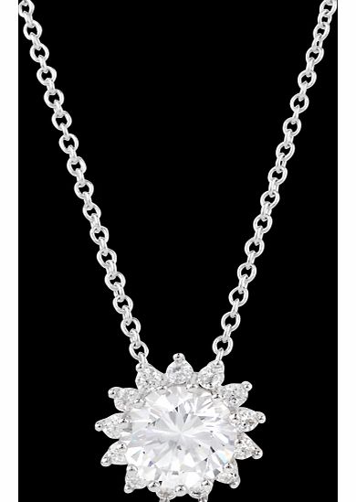 Silver Cubic Zirconia Flower Pendant