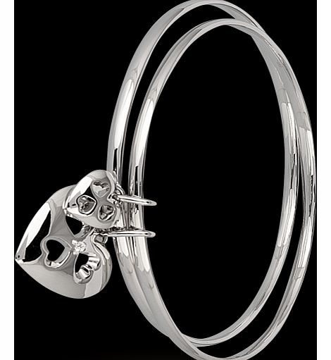 Silver Heart Charm Bangle