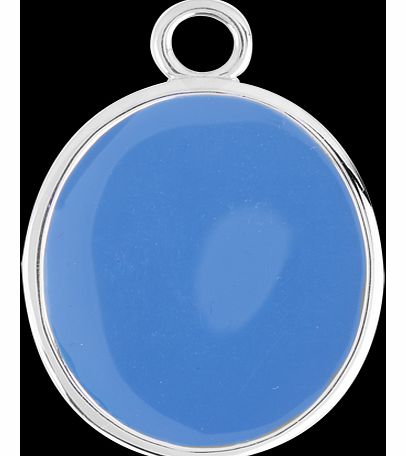 Silver Oval Blue Enamel Pendant Charm