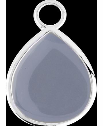 Silver Tear Drop Grey Enamel Pendant Charm