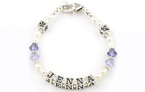 Babys Sterling Silver Name Bracelet - Violet