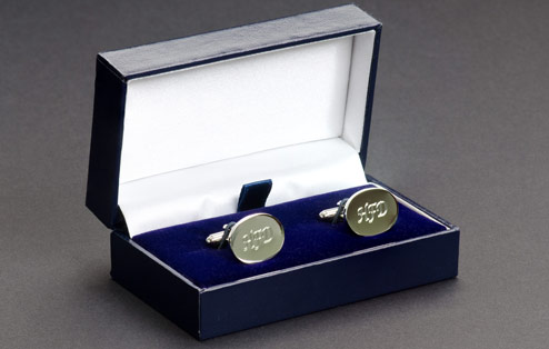 GoneDigging Engraved Silver Oval Cufflinks