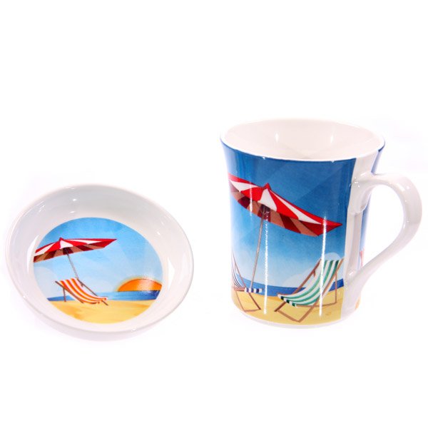 China Mug amp; Coaster Set, Deckchairs