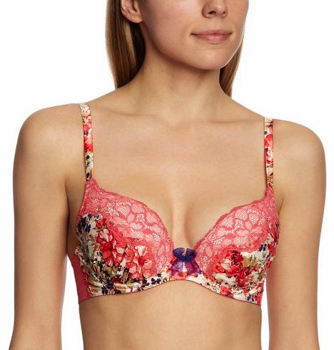 Gossard Flower Rush Padded Plunge Womens Bra Pink 34B