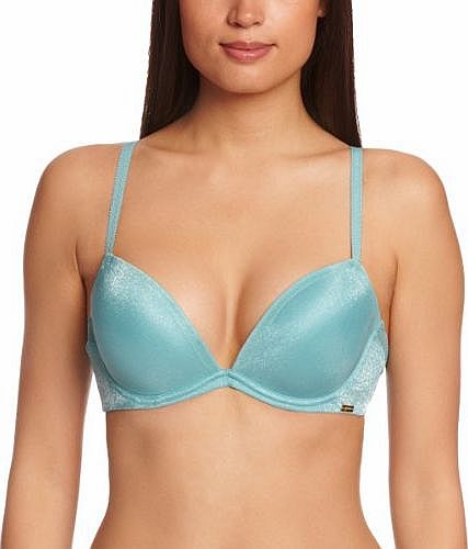 Glossies Padded Plunge Womens Bra Aqua 36D