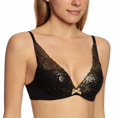 Opulence Padded Plunge Womens Bra Black 34DD