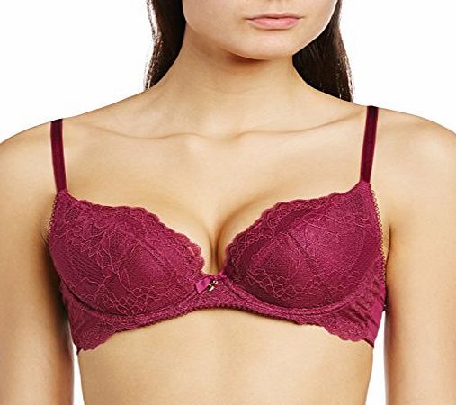 Womens Superboost Lace Foil Print Plunge Floral Everyday Bra, Purple (Bordeaux), 30F