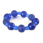 Green Glass Recycled Glass Bead Bracelet - Dark Blue