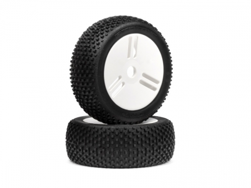 1:8 Buggy Grip A-Soft On White Dish Wheel (1Pr)